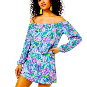 LILLY PULITZER Lana Skort Romper, Maldives Turtle Wave Print, Womens size Small